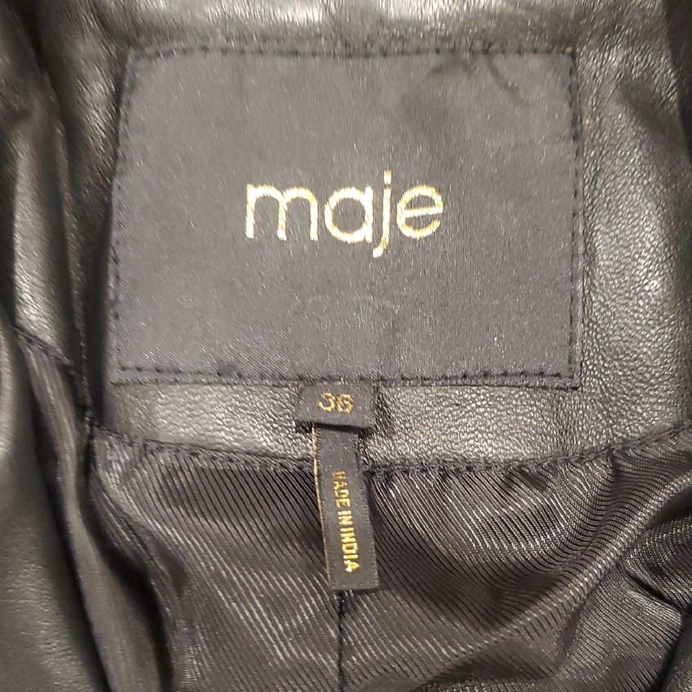 Maje Sleek Black Leather Jacket - Picture 2 of 11